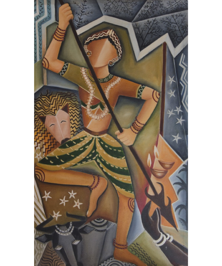Durga. 30 in x 51 in. Oil on Canvas.