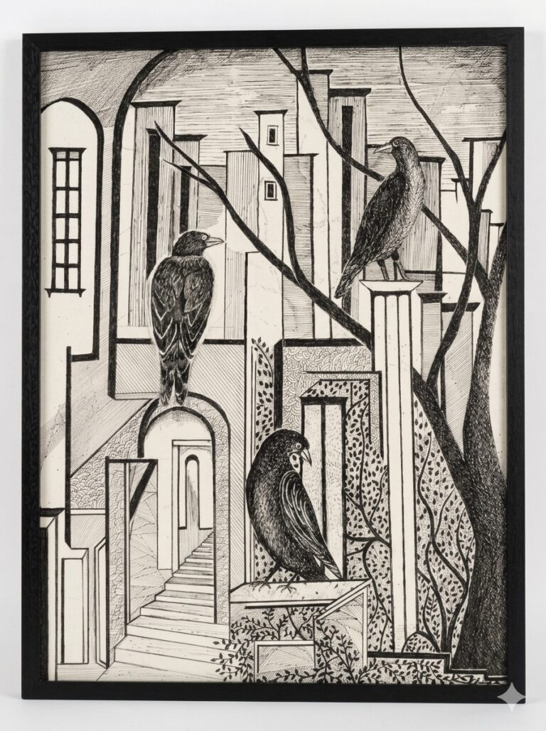 Crows. 22 in x30 in. Pen & Ink on Paper.