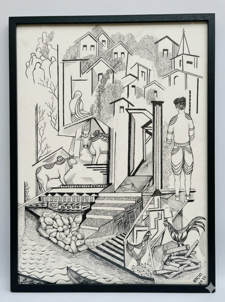 Manikarnika. 22 in x 30 in. Pen & Ink on Paper