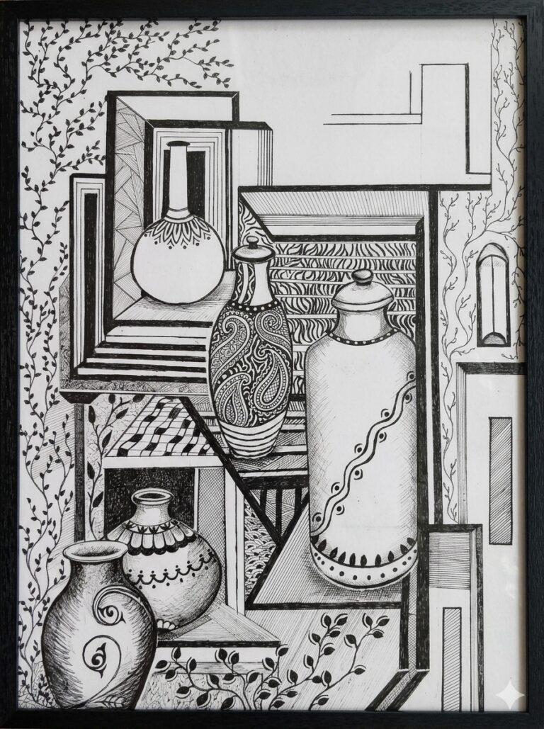 Pots. 22 in x 30 in. Pen & Ink on Paper.